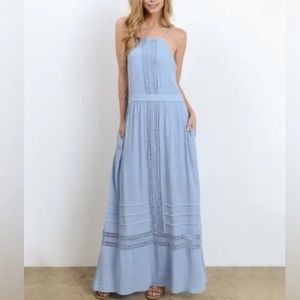 NWT Altar’d State Powder Blue Sleevless Lace Maxi Dress with Pockets